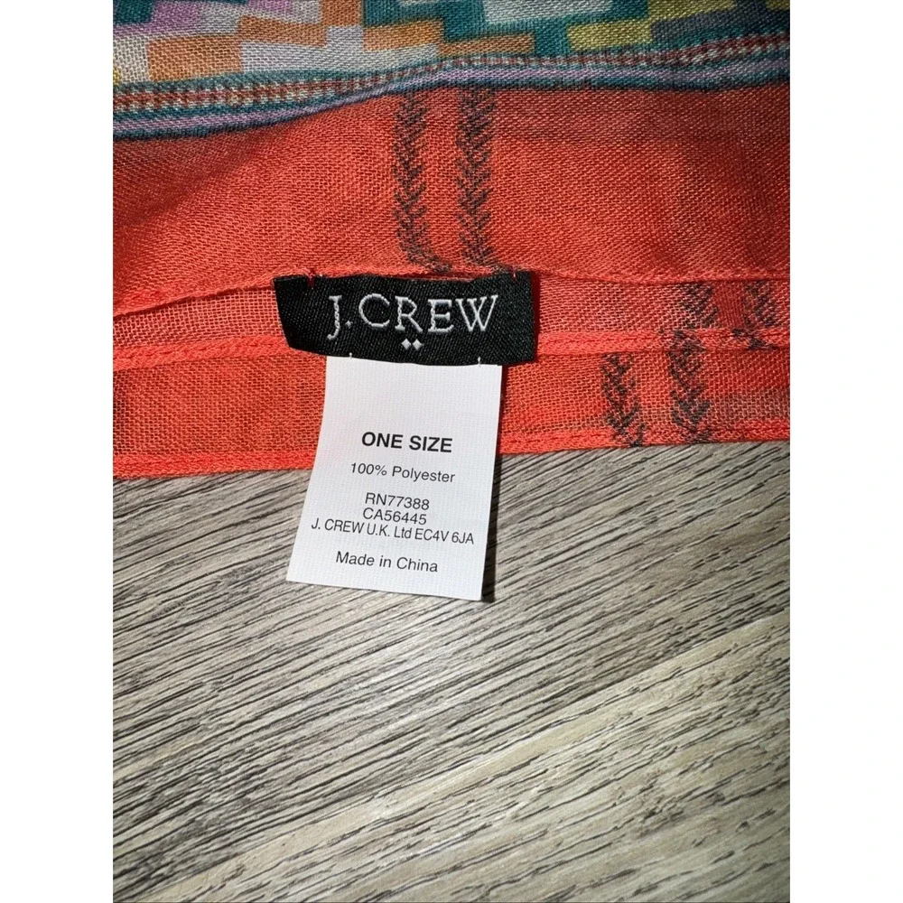 J.CREW Orange Green‎ Pink Lightweight Woven Rectangular Scarf 21